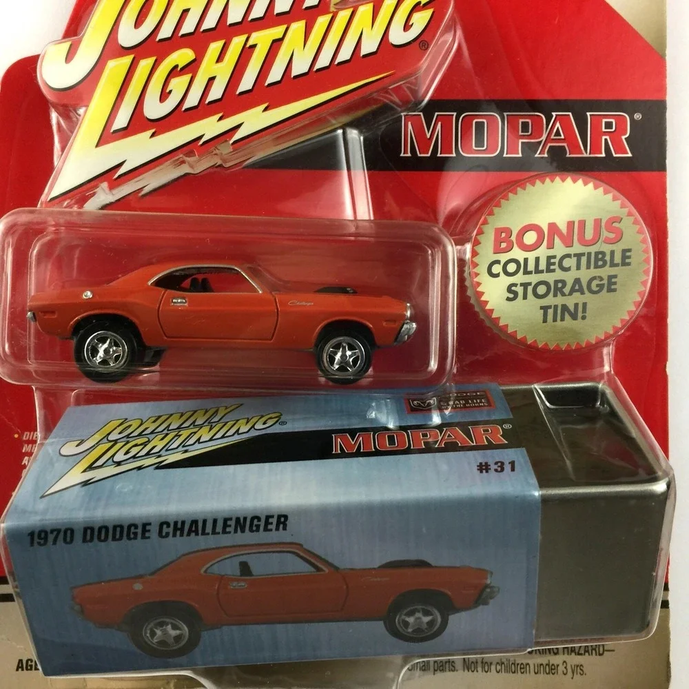 Johnny‎ Lightning Mopar 1970 70 Dodge Challenger Car Orange +Tin Die Cast 1/64